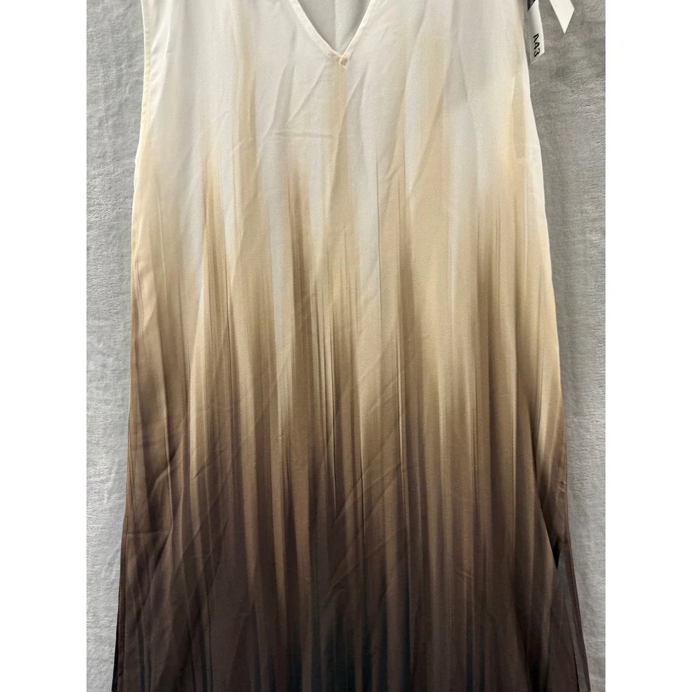 Carmen Marc Valvo Ombre Maxi Dress Cover Up Black Tan White C6U986 Womens Small